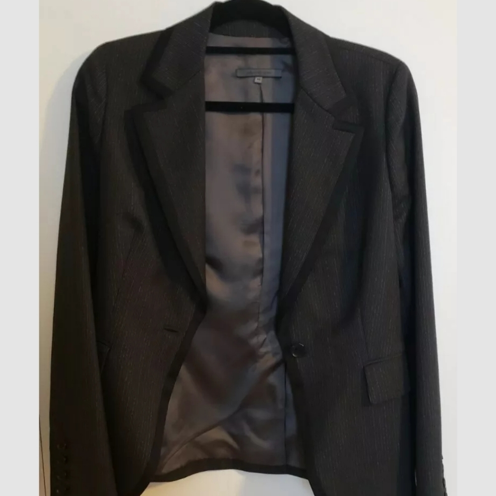 John Varvatos Women's Black Striped Single-breasted Blazer Size 44/US 14